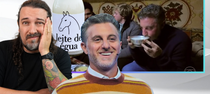 Luciano Huck aparece no Domingão tomando leite de égua
