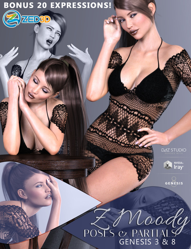 Z Moody Poses and Partials for Genesis 3 and 8 Female
