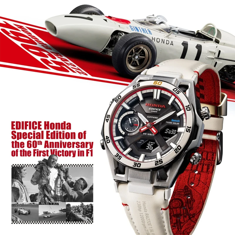 Casio Edifice ECB-2300HR-1A celebrates Honda’s first F1 victory with 60th anniversary design