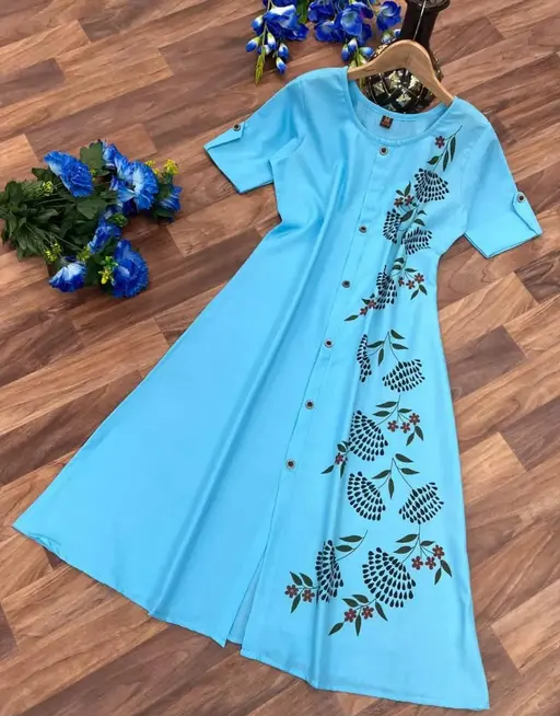 Fashionable Cotton Slub Dijital Print Anarkali Kurti For Women Color 6 (R108)