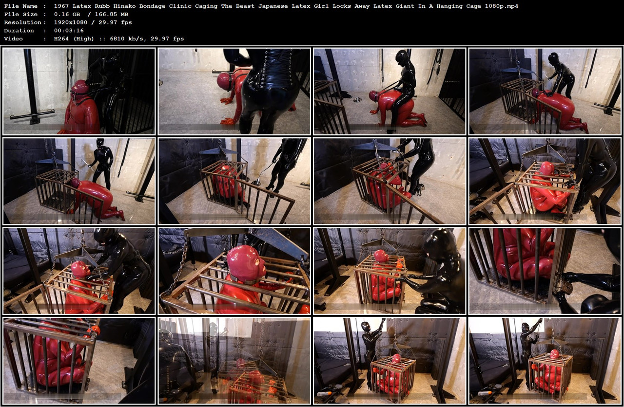 1967 Latex Rubb Hinako Bondage Clinic Caging The Beast Japanese Latex Girl Locks Away Latex Giant In