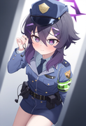 depth of field, 1girl, , haruka (blue archive), {{{{police uniform}}}}, blue arc s-130576016