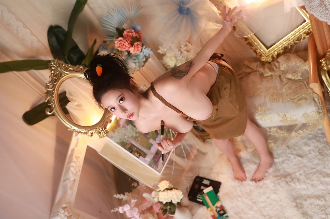 奈汐酱nice《画家》62P写真作品，马甲线若隐若现最诱人插图4