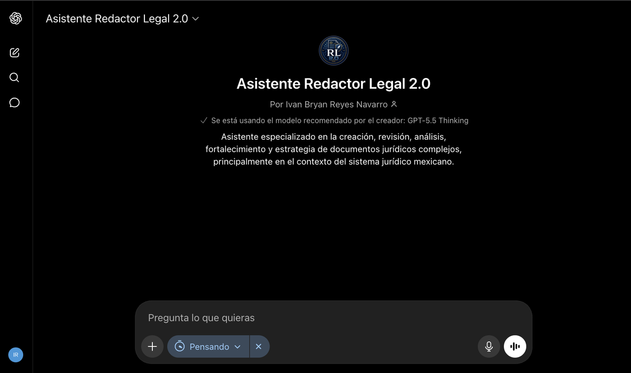 Asistente Redactor Legal 2.0 dentro de ChatGPT