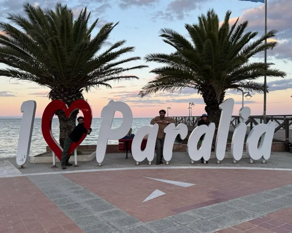 Stopping by the I <3 paralia sign on the way back