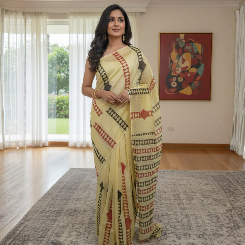 Handcrafted Chanderi Silk Saree | Luxurious, Lightweight & Traditionally Woven Design -7