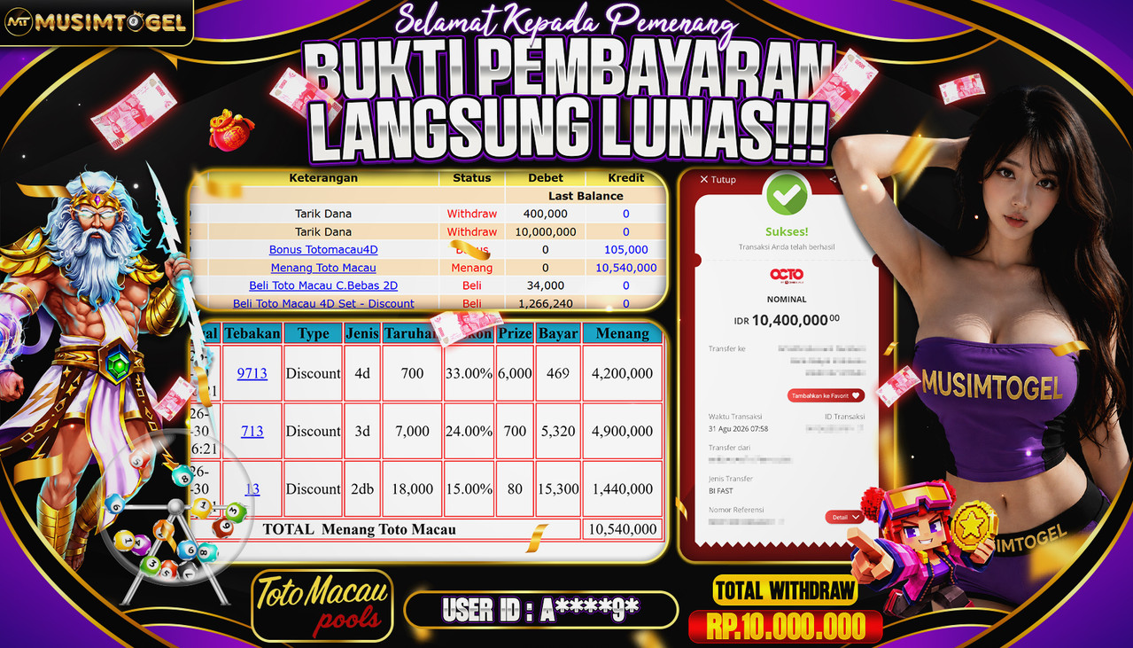MUSIMTOGEL JP TOGEL 10,400,000 - TOTO MACAU POOLS