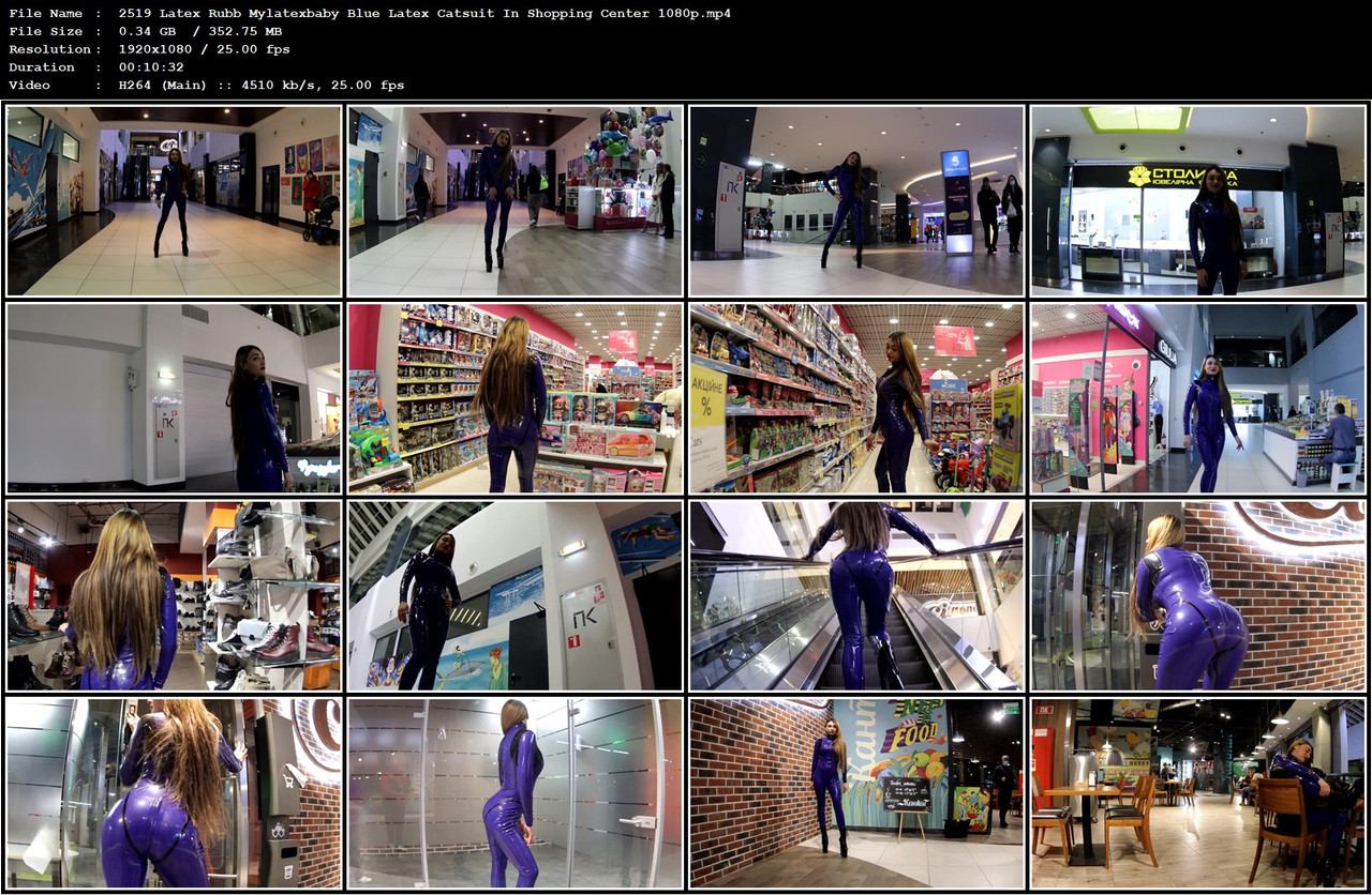 2519 Latex Rubb Mylatexbaby Blue Latex Catsuit In Shopping Center 1080p mp4