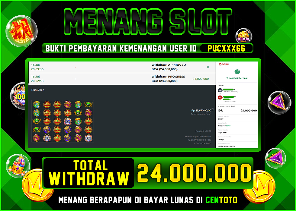 BUKTI JACKPOT LUNAS CENTOTO