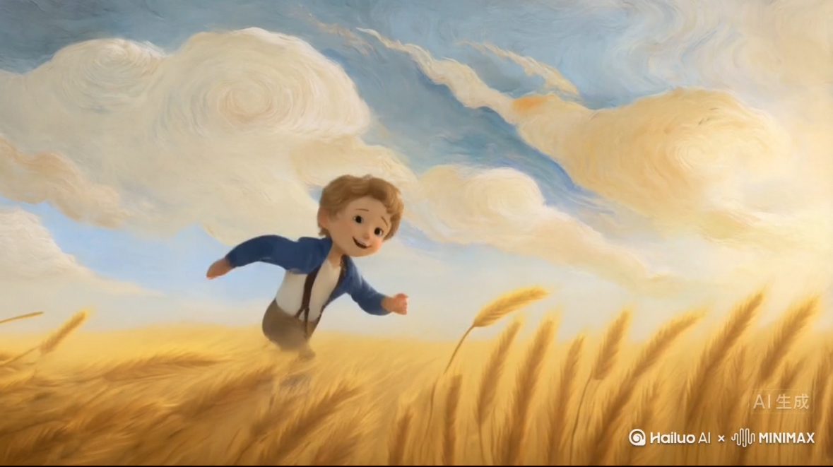 金色麦田中的男孩