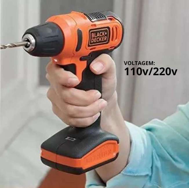 Black Decker Furadeira e Parafusadeira 3/8 Pol Bateria, com 13 Acessórios e Caixa Transparente, Modelo ‎LD12SP, Bivolt