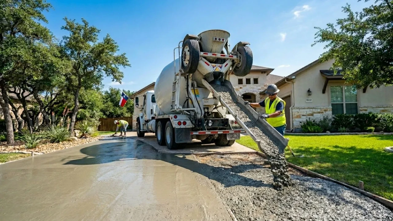 Concrete Mix Truck Delivery San Antonio Driveway