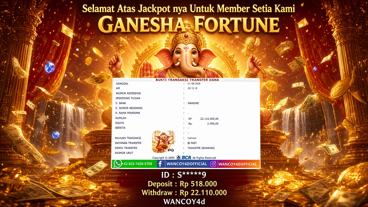 WANCOY4D Ganesha Fortune PG SOFT RP.22.110.000 -LUNAS