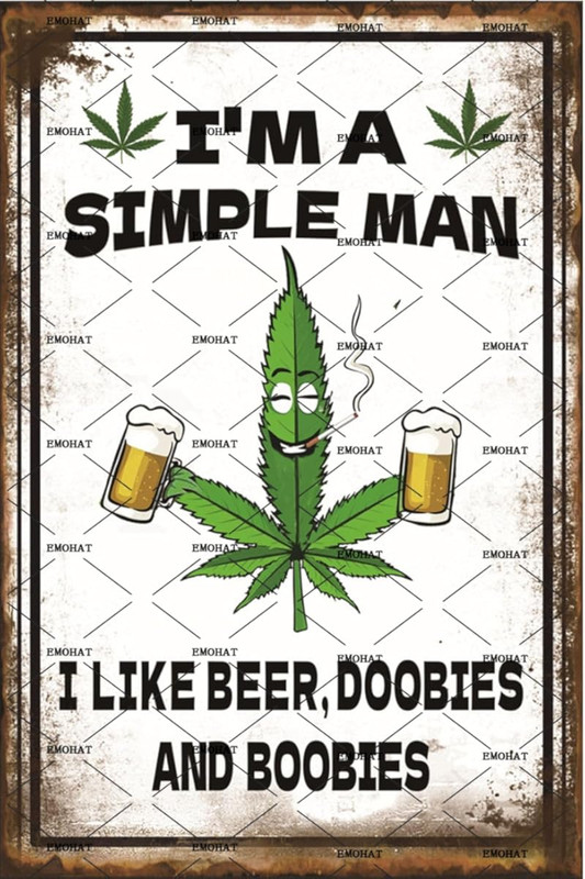Vintage Humorous Metal Tin Sign I m a Simple Man I Like Beer Wall Decor Aluminum Sign Funny Home Dec
