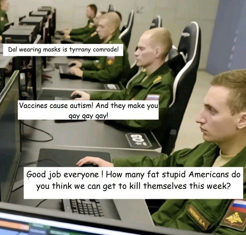 russian troll farm multiple blank anti vaxx