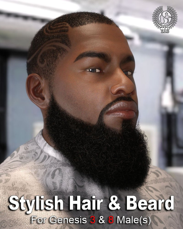 Stylish Hair and Beard for Genesis 3 and 8 Male(s)