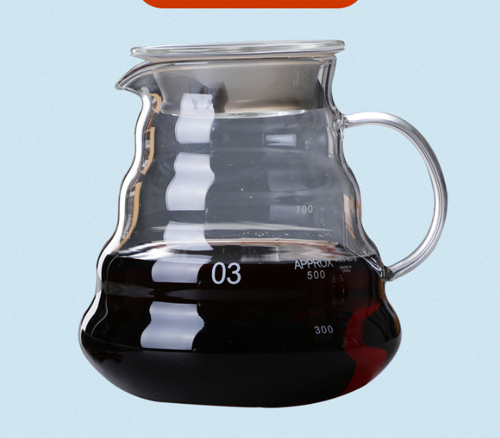 800ml Extra Large Glass Coffee Server - Heat Resistant "Cloud" Pour Over Carafe with Lid - Family Size Drip Coffee Pot & Tea Pitcher (3-5 Cups)