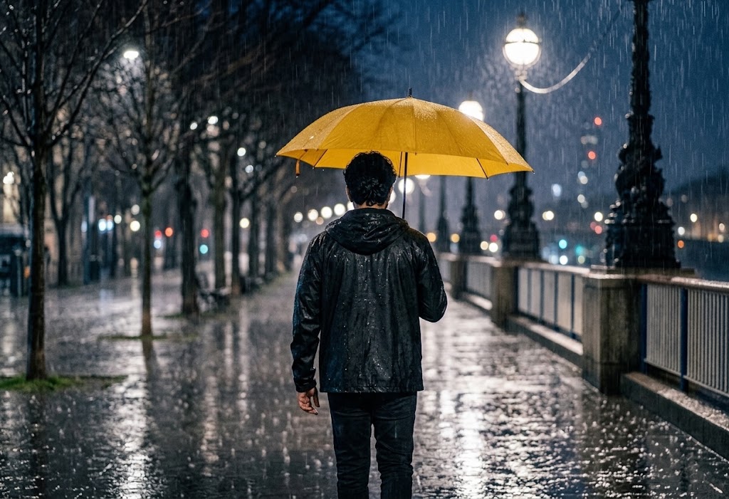 AI-generated example result for the creative-images prompt: Solitary Promenade Night Walk by Prompt Craft