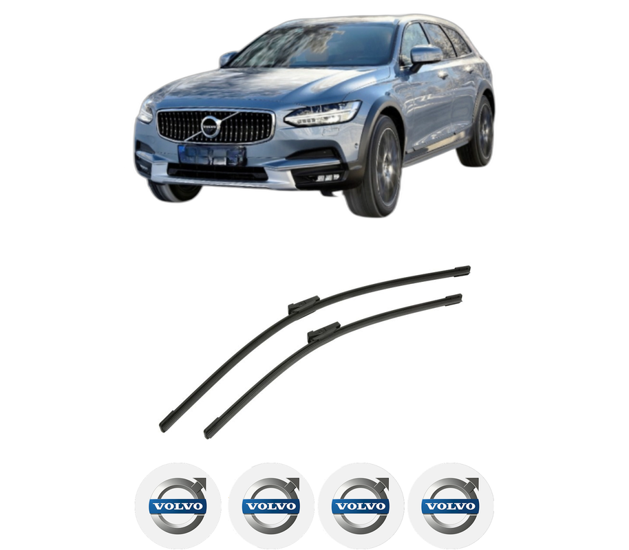 Set stergatoare auto VOLVO V90 II Cross Country (236) din 2016-2021, pentru parbriz auto, 2 bucati, Bosch Aerotwin, din cauciuc siliconat rezistent, 4 Stickere Auto VOLVO