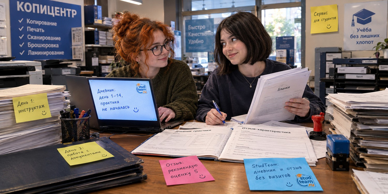 two female students sitting in a copy center