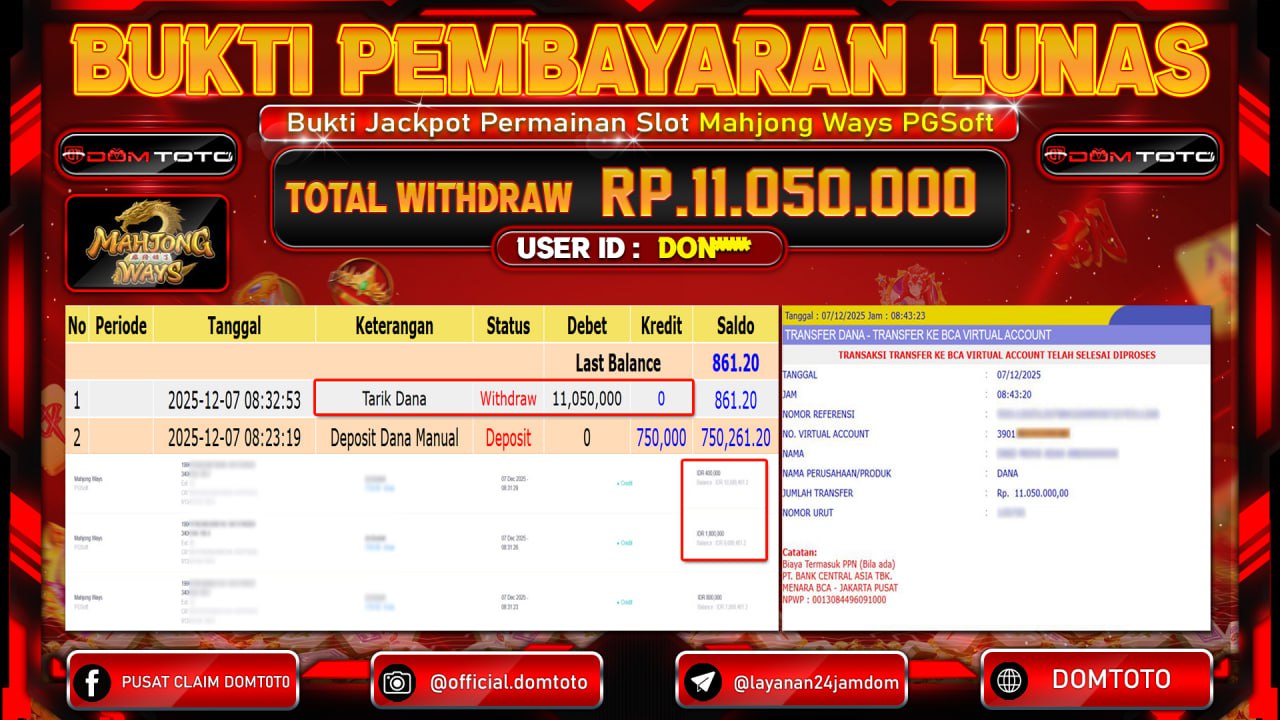 JACKPOT SLOT Mahjong Ways PGSoft 07 DECEMBER 2025