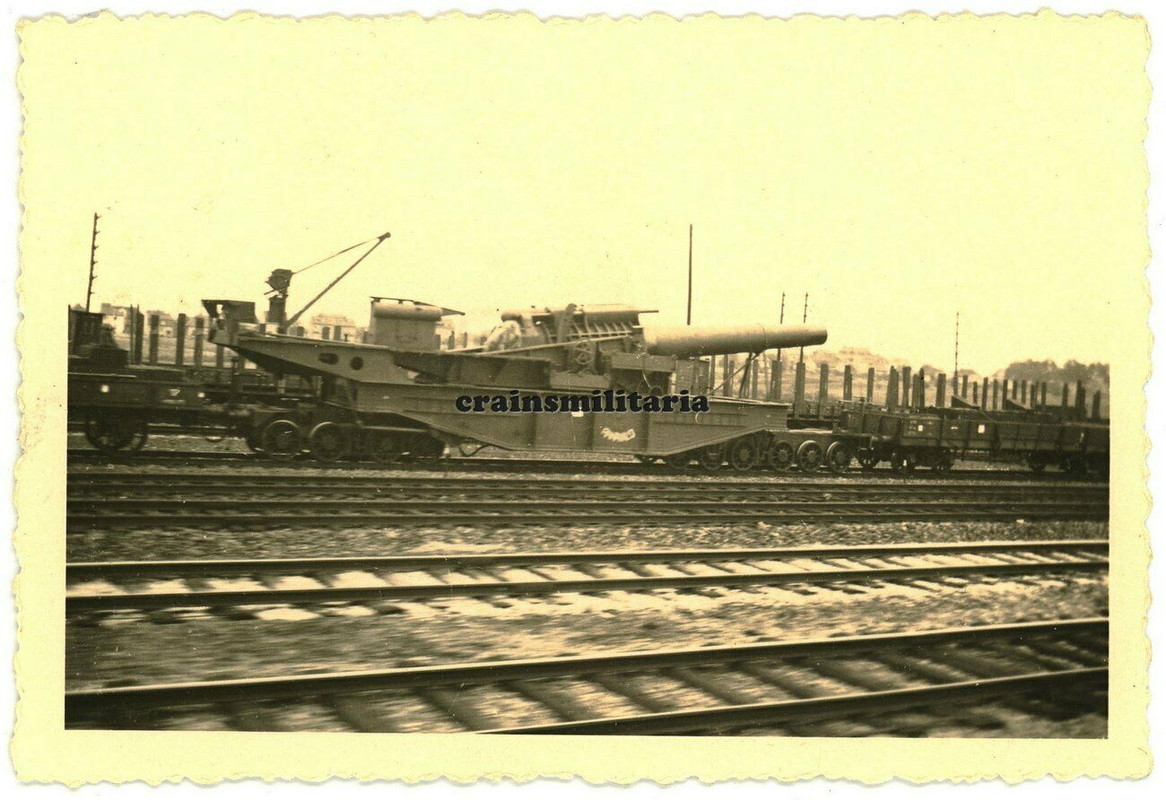 Orig. Foto franz. Beute 40 cm Eisenbahngeschütz Artillerie in Frankreich 1940