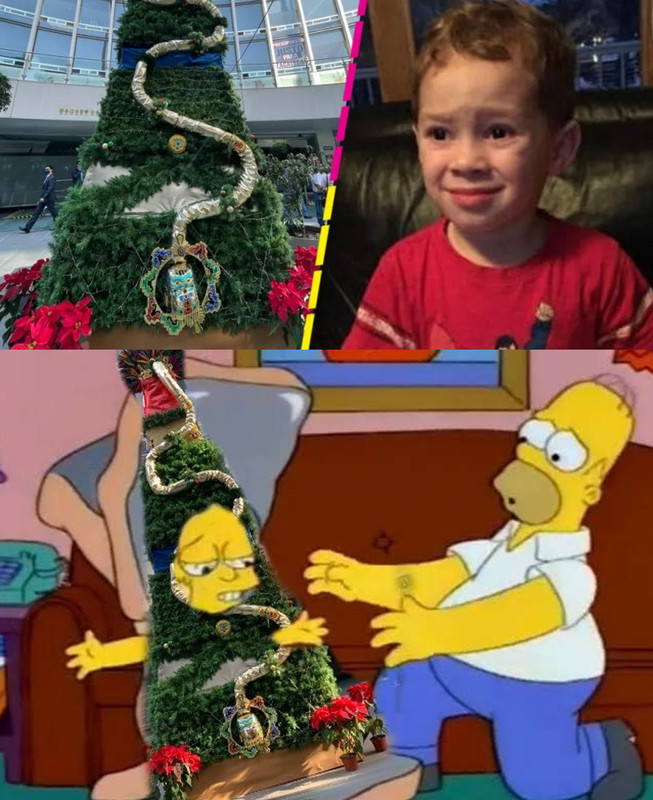 Critican el Árbol de Navidad del Senado, sin esferas pero con penachos