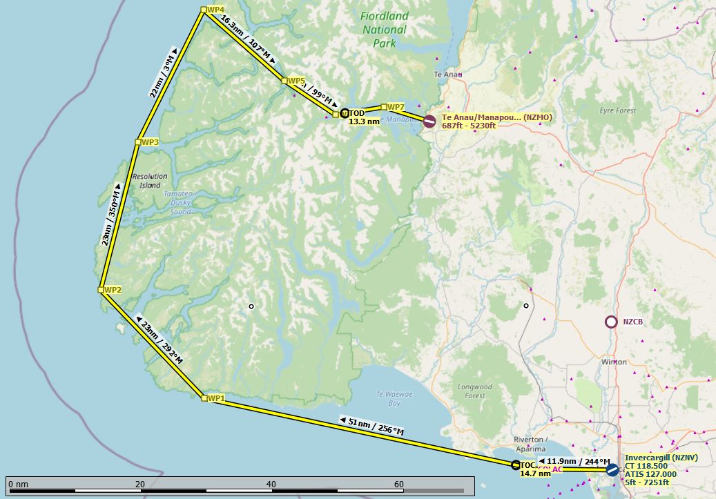 2022-02-04 21_50_18-Little Navmap 2.6.17 - (FSXSE) _ N 2111 - IFR Invercargill (NZNV) to Te Anau Man
