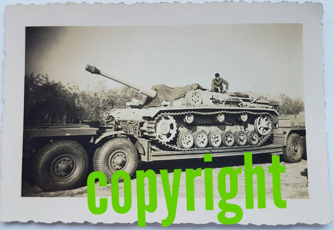 Orig.Foto Panzer Stug Sturmgeschütz Langrohr Transport Tieflader