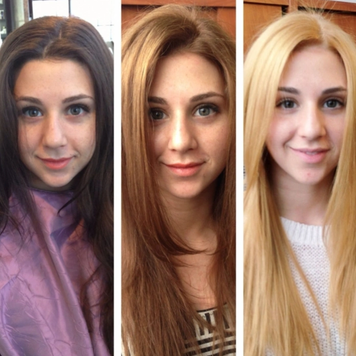 Changing hair color from black to blonde in three sessions
