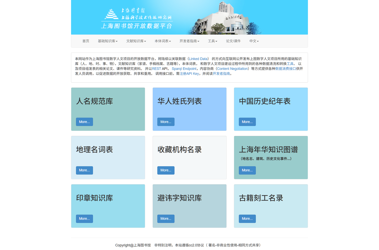 上海图书馆 开放数据平台