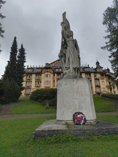 monument in front of a hotel