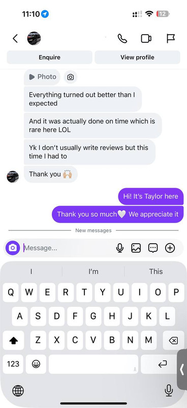 Client message screenshot