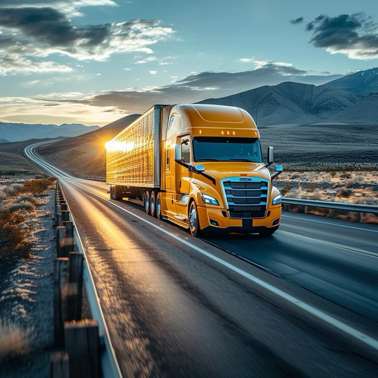 Semi truck fleet moving freight