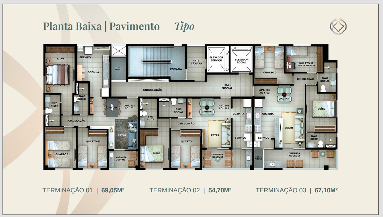 Planta do Apartamento no Edifício Madalena Classic - Alto Padrão