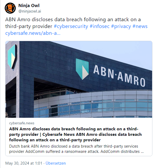 Daten bei ABN Amro abgezogen Daten bei ABN Amro abgezogen