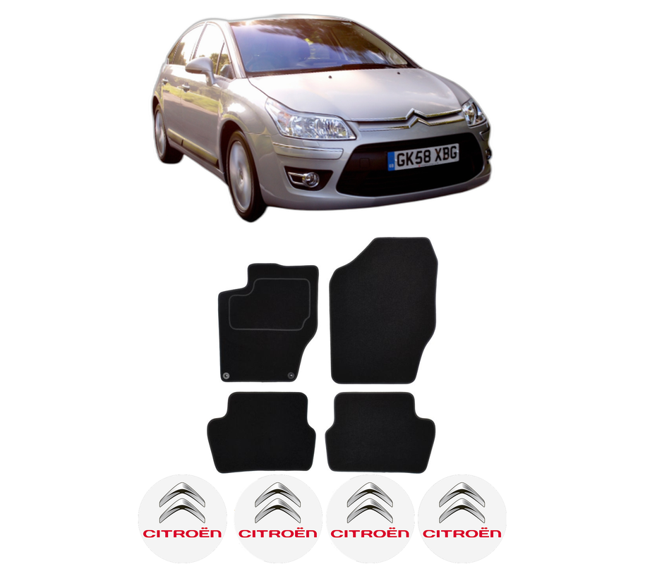 Set Covorase Presuri CITROEN C4 II (NC_) din 2009-2018, Auto, Material Textil Mocheta, 4 Stickere auto cu CITROEN