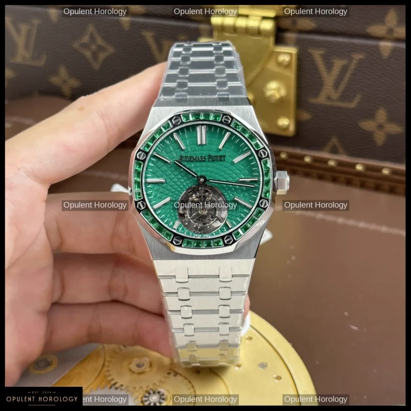Audemars Piguet Royal Oak Selfwinding Flying Tourbillon 26730BC Green Baguette 41mm