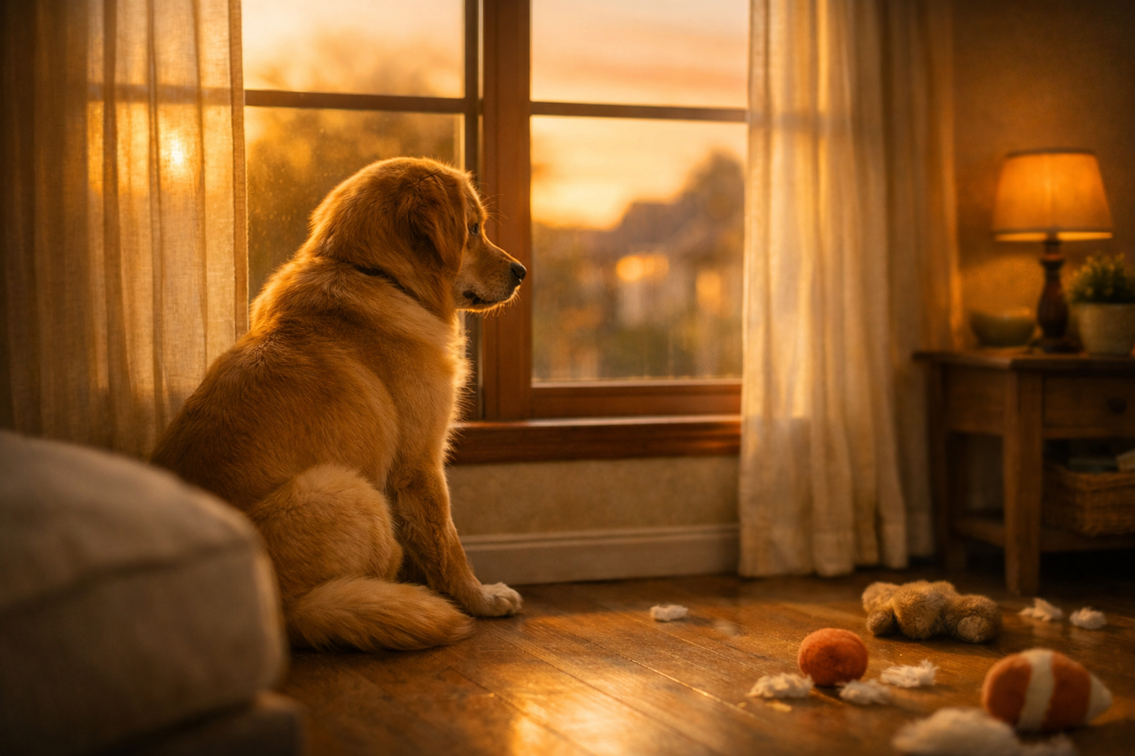 Cachorro destruindo móvel por ansiedade de separação quando tutor sai