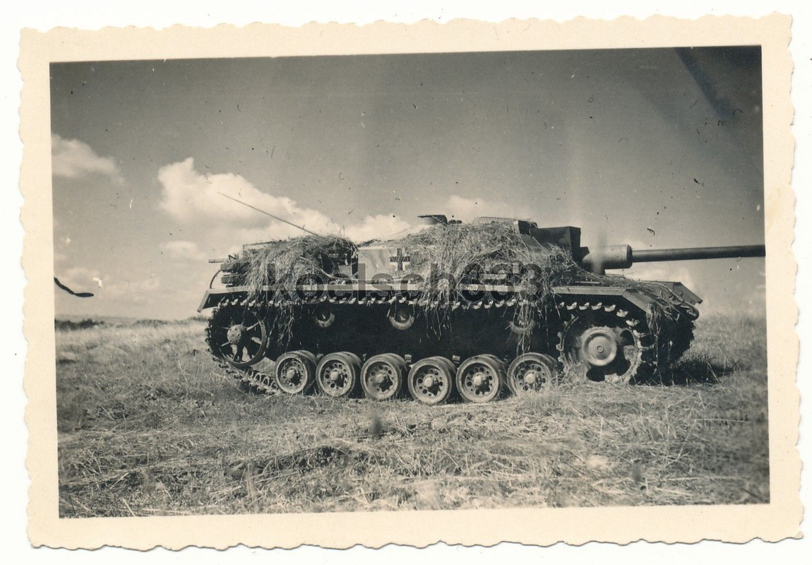 Foto Sturmgeschütz Panzer mit Gefechtstarnung an
