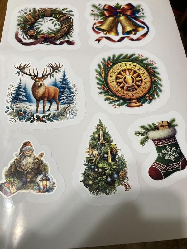 handcrafted Yule window clings 7 pc set