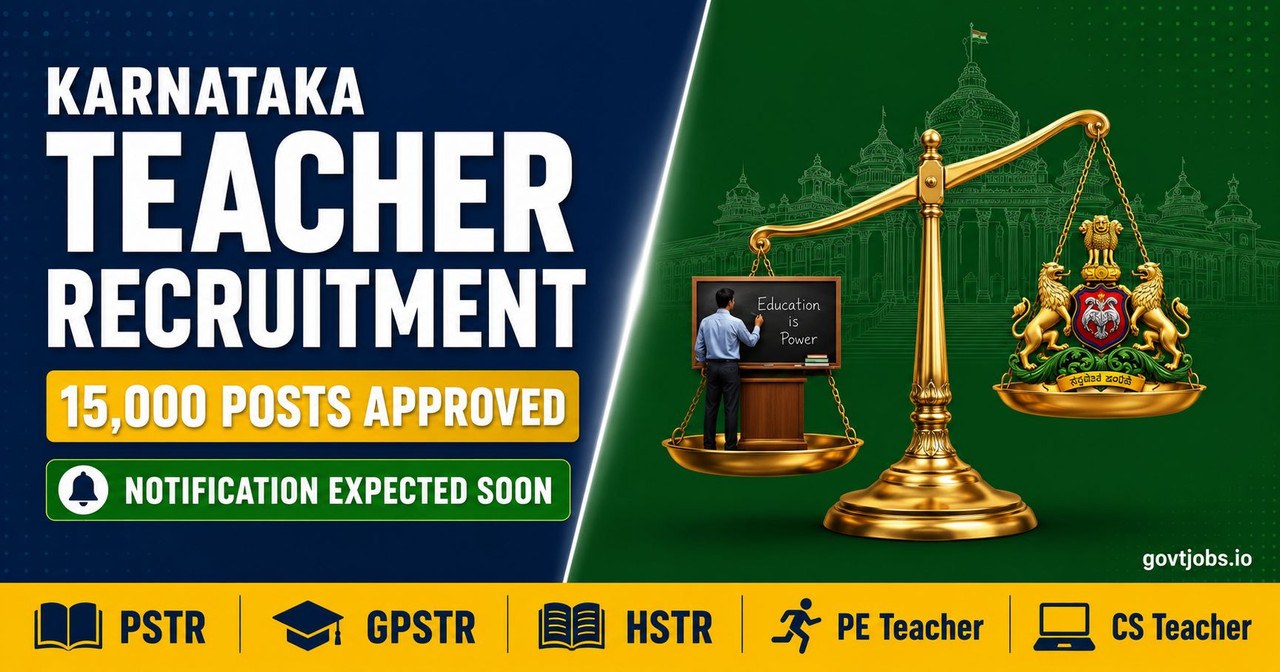 Karnataka Teacher Recruitment 2026 — 15,000 Posts Approved, Draft Rules Published, Official Notification Expected August-September 2026 Karnataka Teacher Recruitment 2026 — 15,000 Posts Approved by Cabinet, PSTR GPSTR HSTR PE Computer Science Teacher Vacancies, Notification Expected Soon