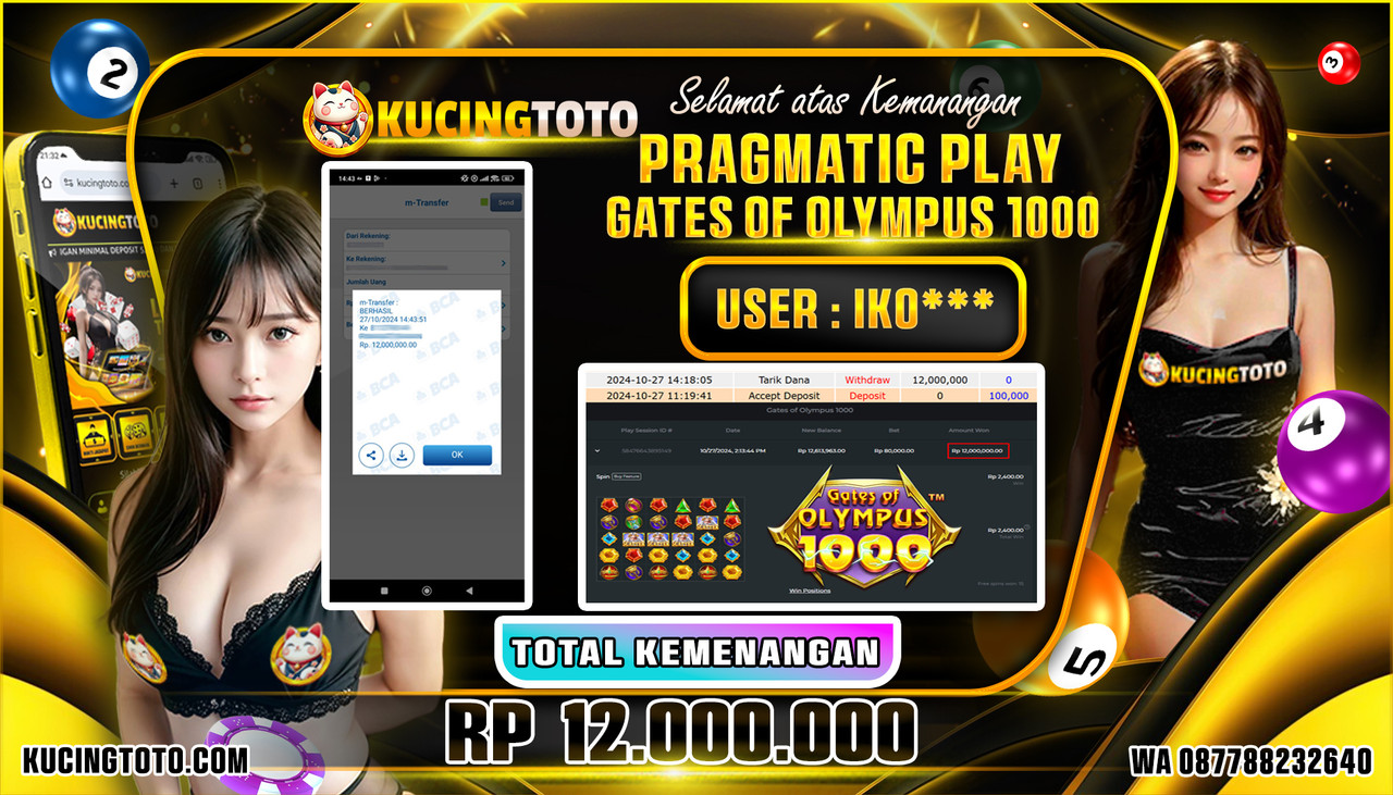 KUCINGTOTO JACKPOT SLOT GATES OF OLYMPUS 1000 RP.12.000.000.,- LUNAS