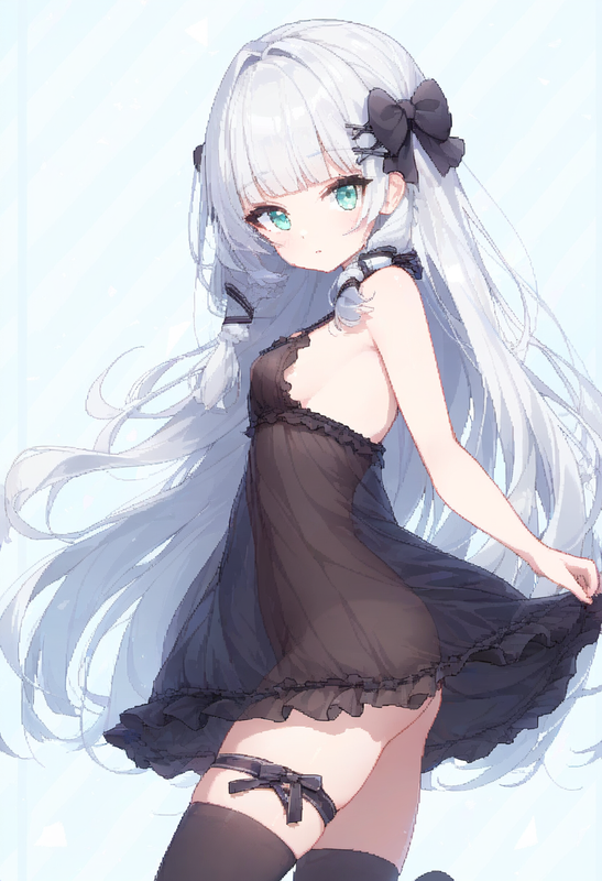 1girl, striped background, aqua eyes, long hair, hime cut, white hair, short ban s-2908805118