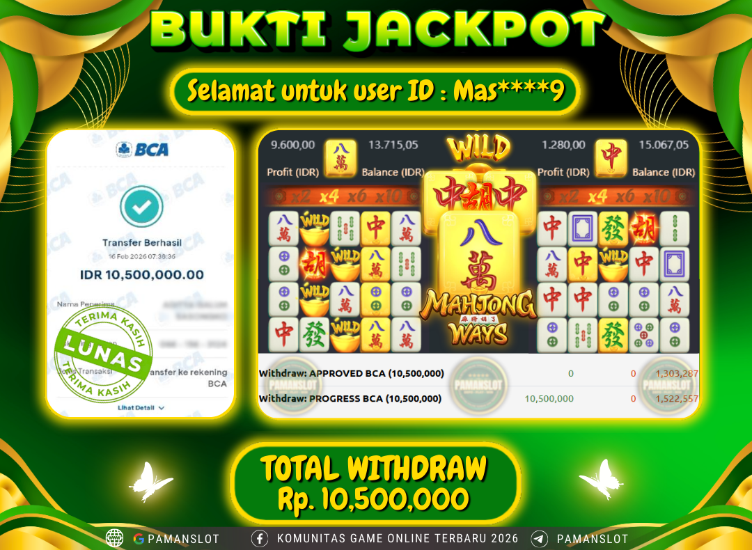 PAMANSLOT JACKPOT Game PG - Mahjong Ways Rp.10,500,000- LUNAS
