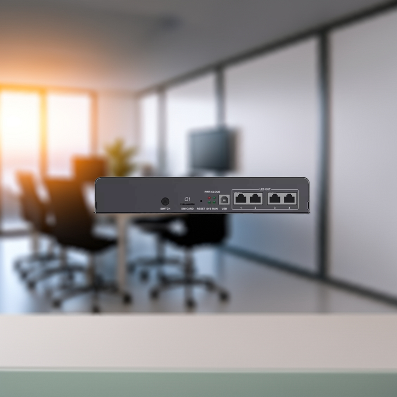 Ícones de Wi-Fi, 4G e LAN mostrando a conectividade do Novastar Tb60I