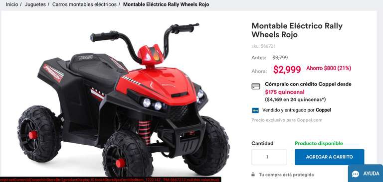 Coppel: Montable Eléctrico Rally Wheels Rojo para las bendiss en linea 