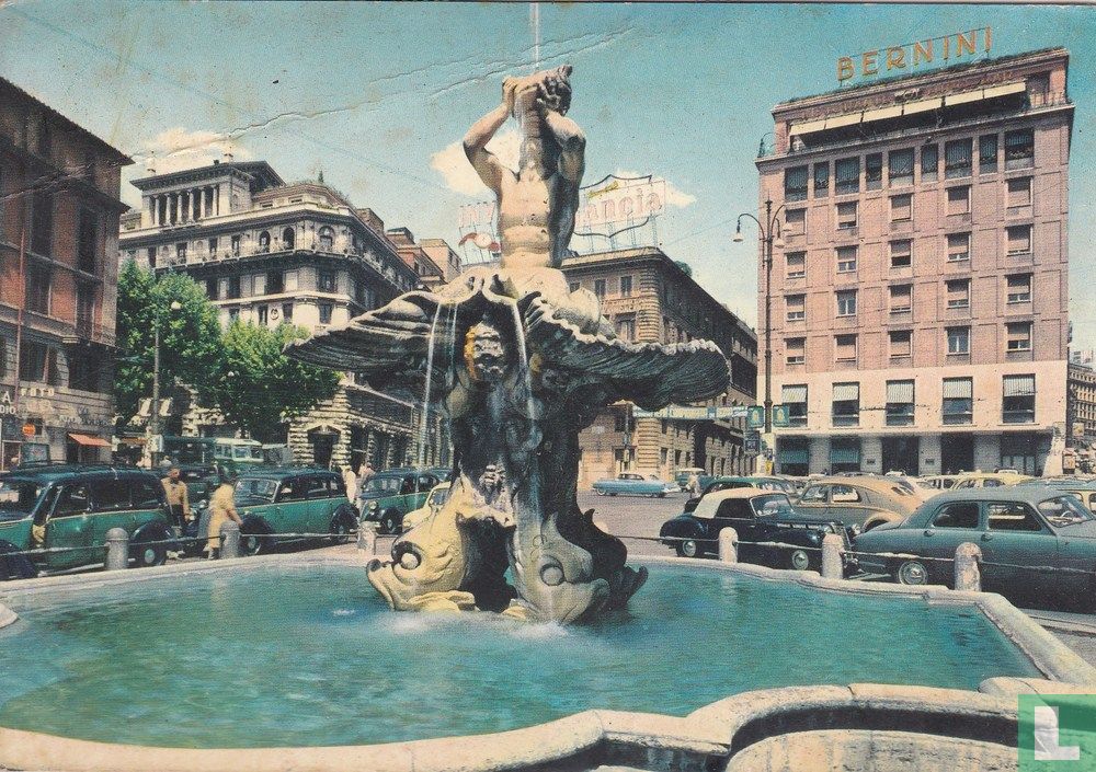 A postcard of the Fountain of Triton, Rome