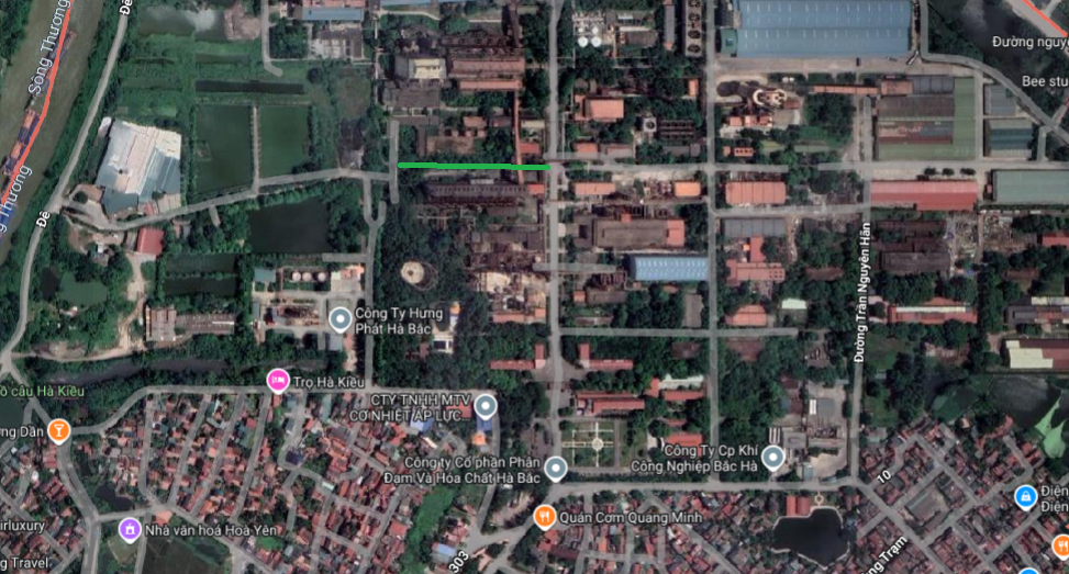 Sơ đồ tuyến đường sẽ mở theo quy hoạch ở phường Bắc Giang. (Ảnh chụp từ Google Map). 