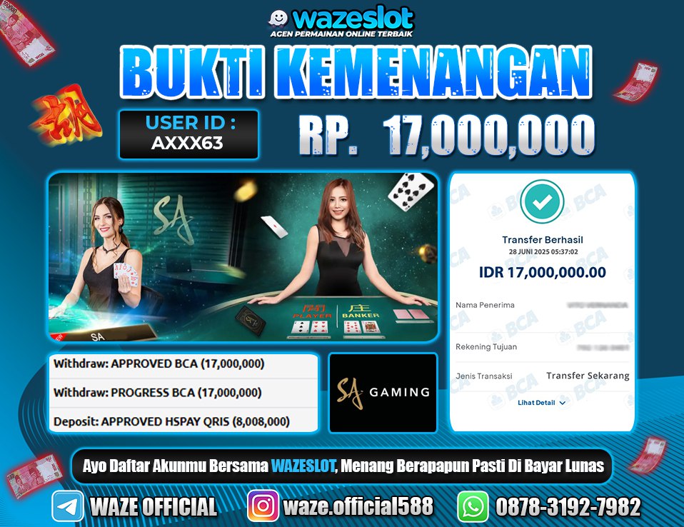 BUKTI KEMENANGAN 28 JUNI 2025 DI GAME ROULLETE ( SA GAMING )